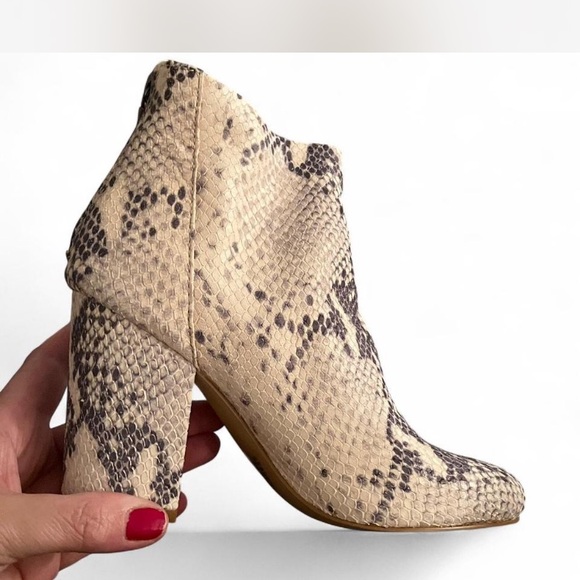 Steve Madden Beige and Black Snakeskin Booties - Picture 6 of 7